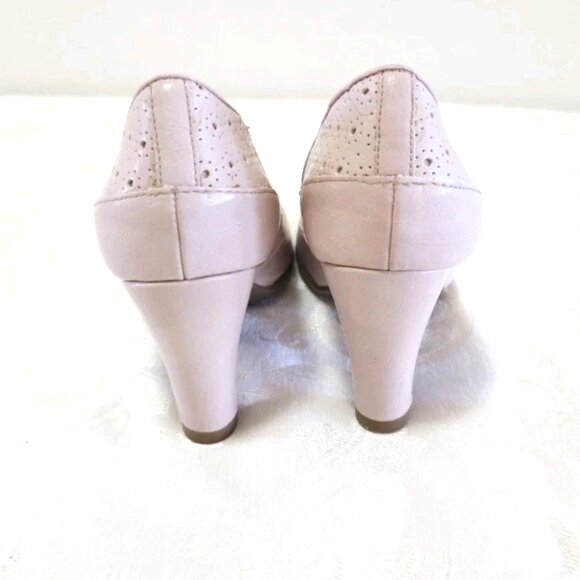 A2 Aerosoles Comfort Benn Station Peep Toe Pumps Heels Shoes 6 M Pink Patent - Picture 8 of 13